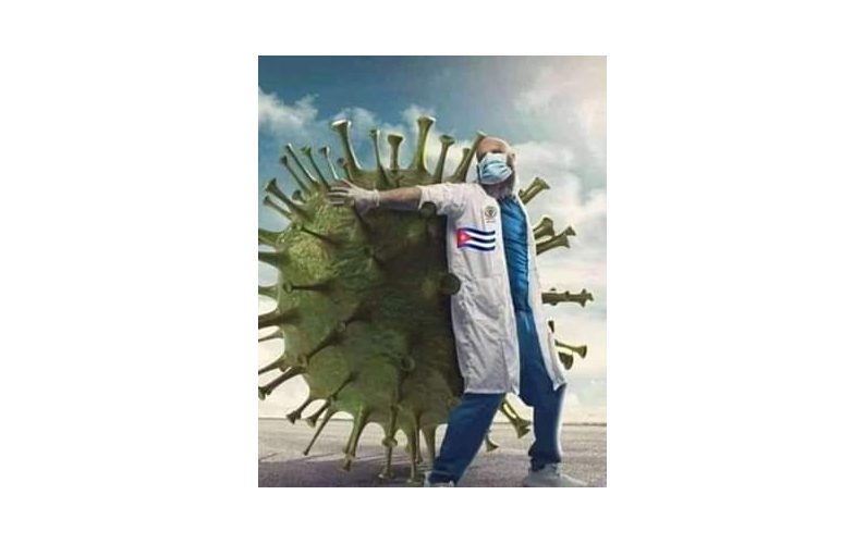 Doctor in front of virus