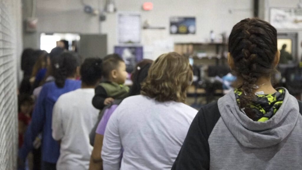 People in line at ICE detention center