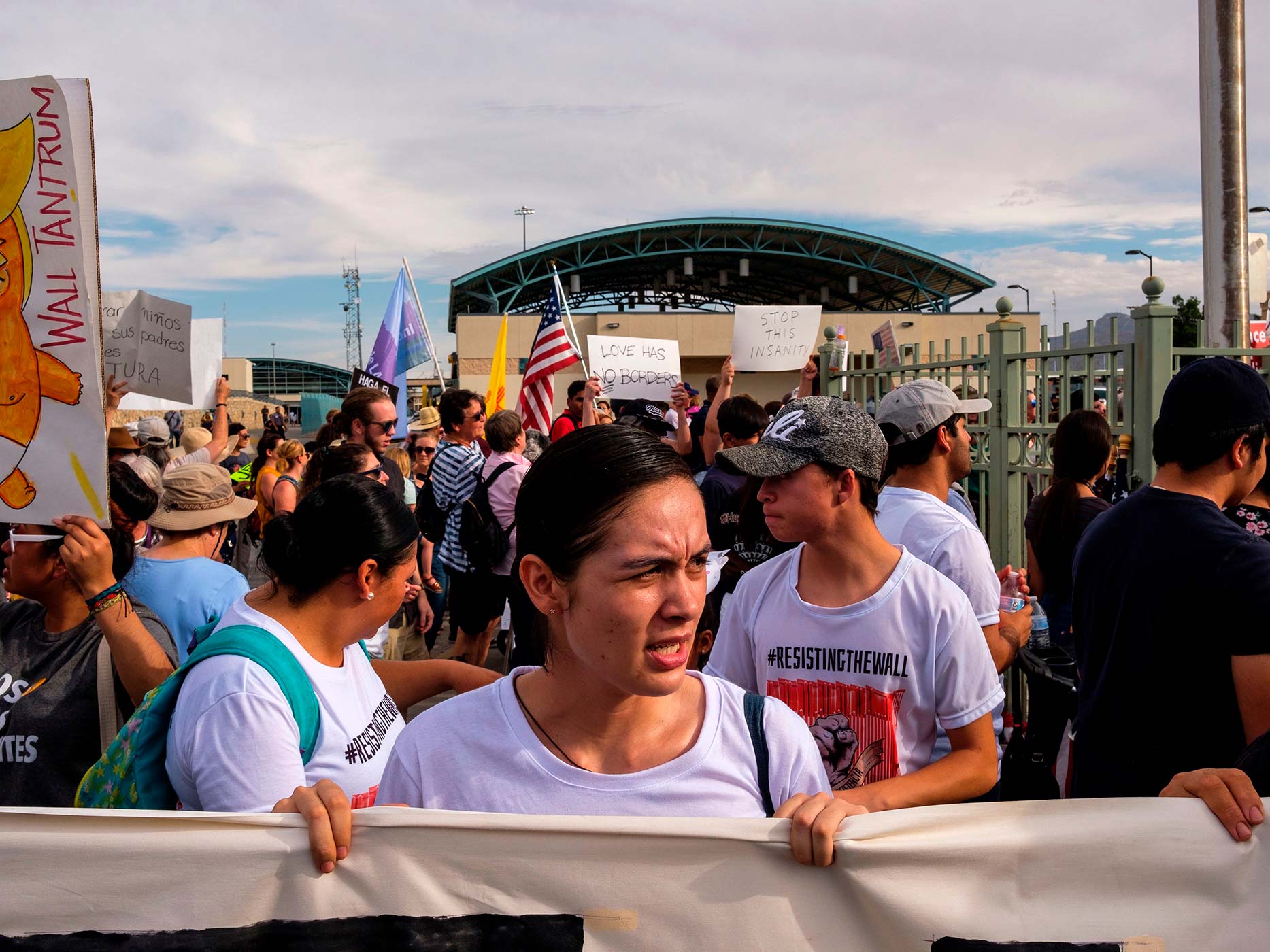 Woman at protest in El Paso, TX