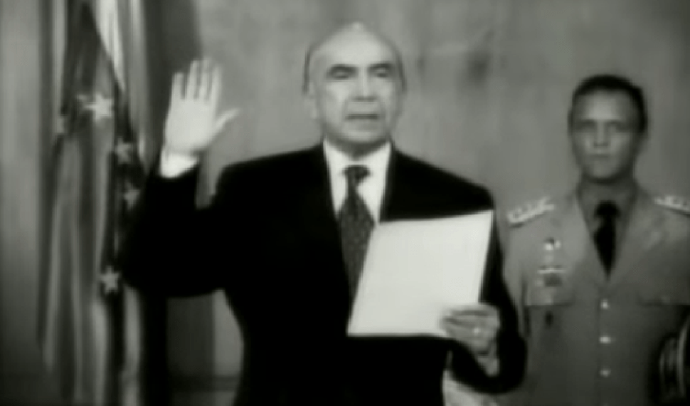 Pedro Carmona swearing in as president following the April 2002 coup.