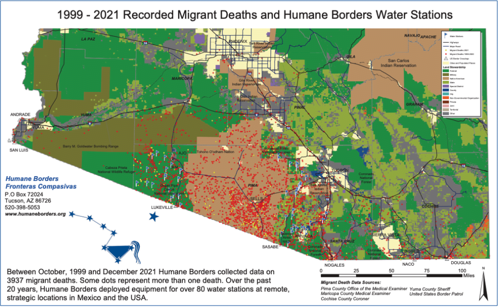 Map of recorded migrant deaths 1999-2021